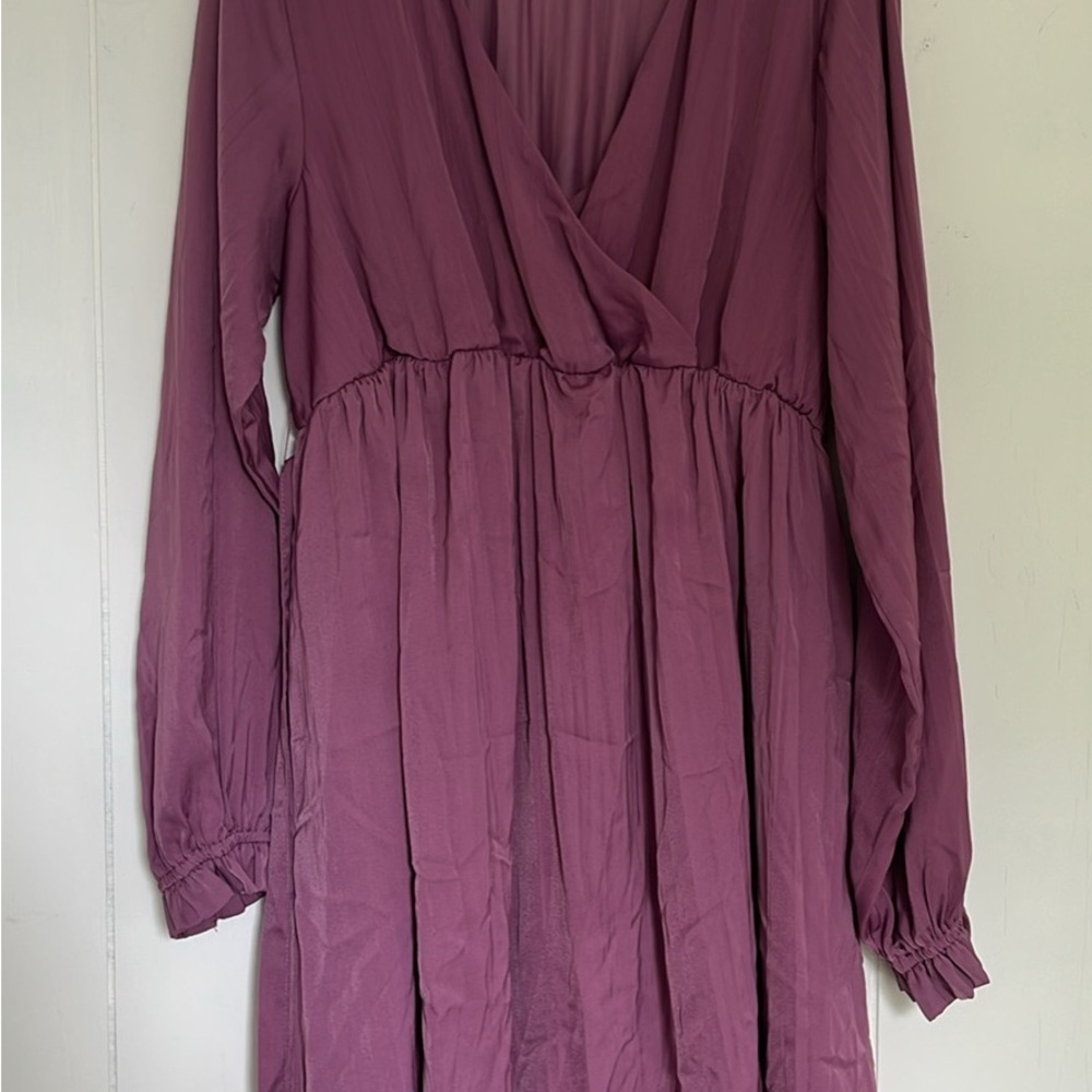 Elegant Purple Long Sleeve Maternity Dress